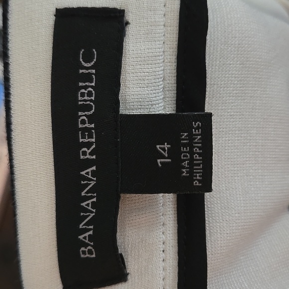 BANANA REPUBLIC Black & White Asymetrical Striped Pencil Skirt Sz 14 Rugby Strip - Picture 8 of 11